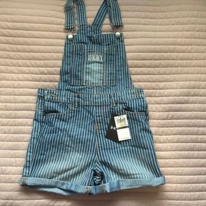 Kids DKNY Blue Striped Denim Overalls size 12 new with tags